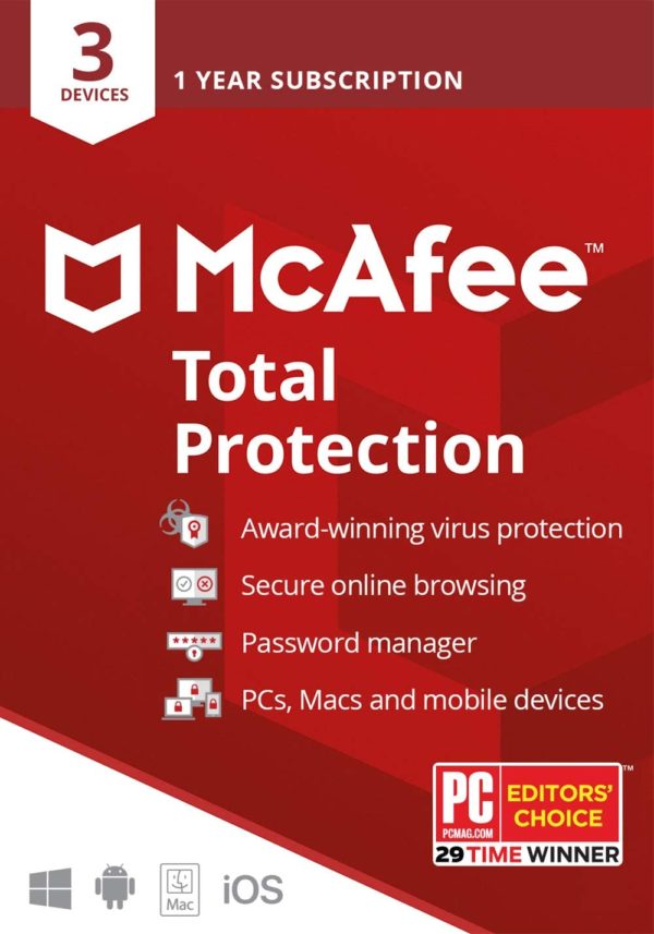 McAfee Total Protection 2020 - 3 Device Antivirus Internet Security Software