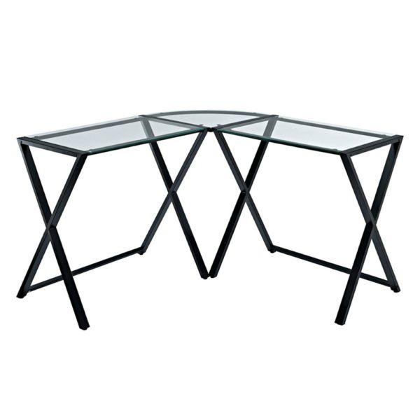 Walker Edison Furniture Company Modern Corner L-Shaped Glass Computer Desk