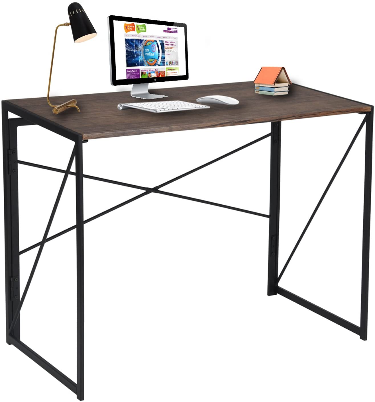 Coavas Folding Industrial No Assembly Computer Desk for Home Office